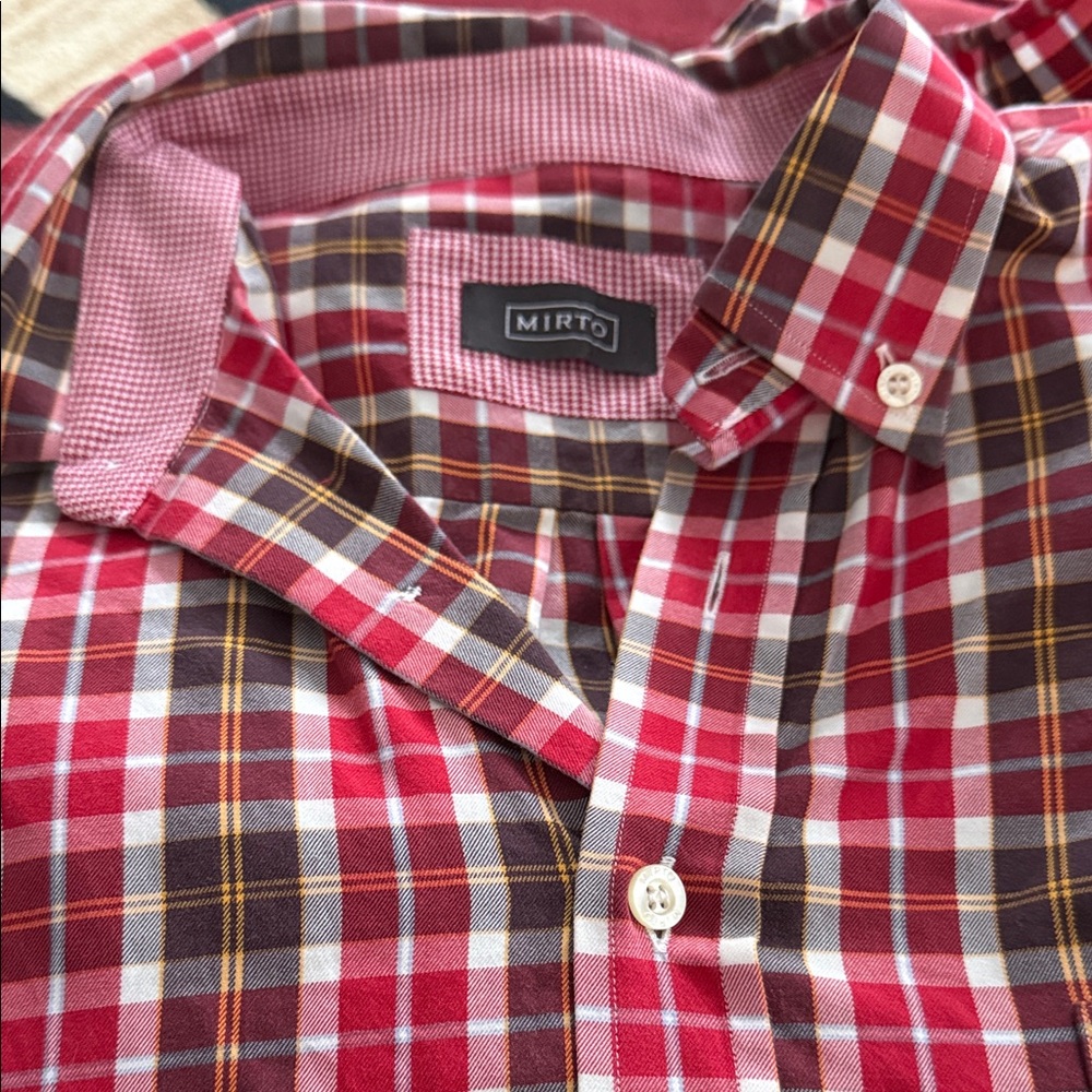 Red and Brown Plaid Men's Casual Shirt